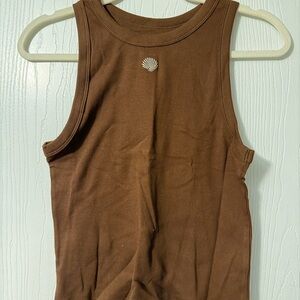 a new day | Brown Shell-Accent Tank Top